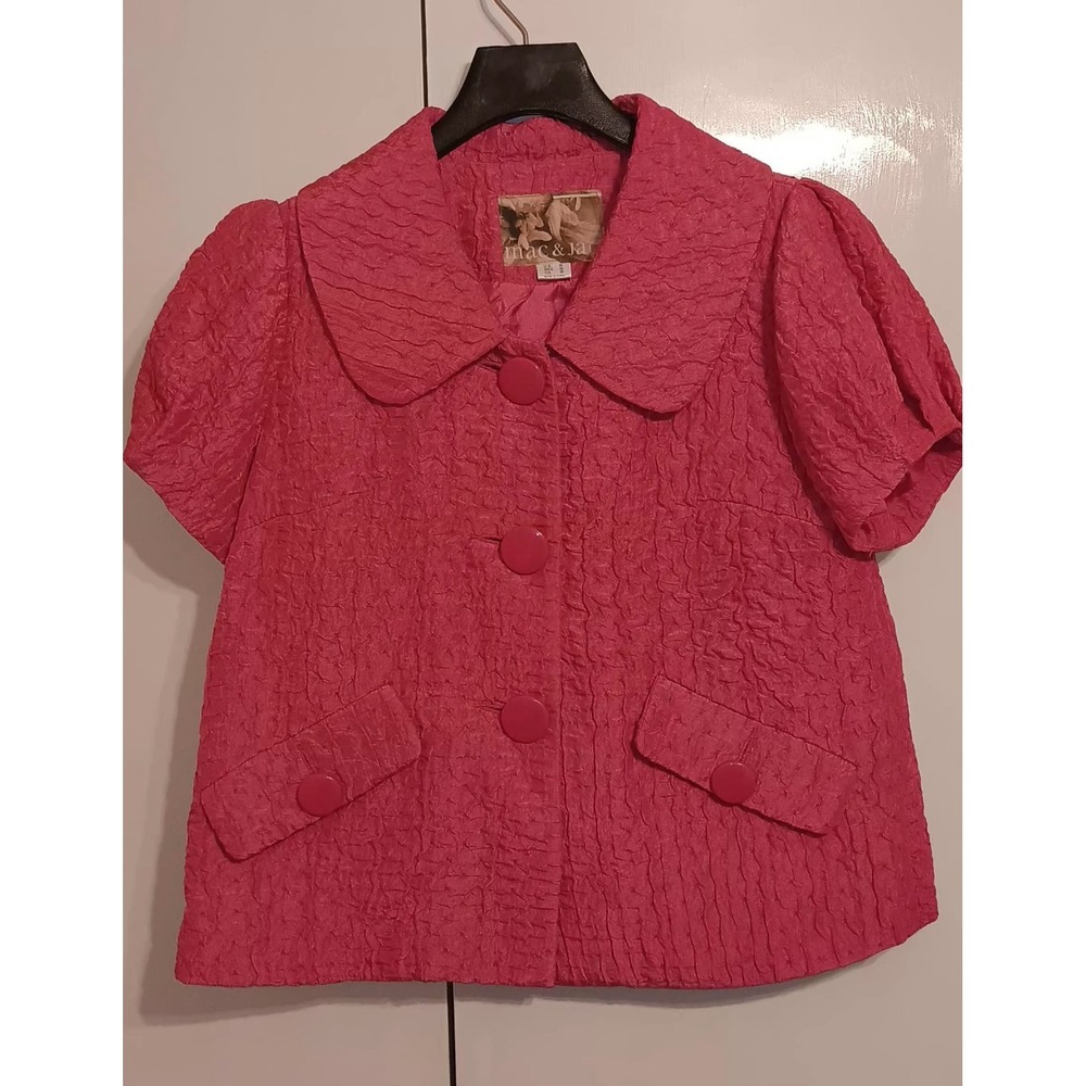 Mac & Jac Womens Jacket Button Shirt Pink Career Barbiecore Dollcore Coquette - Picture 9 of 10